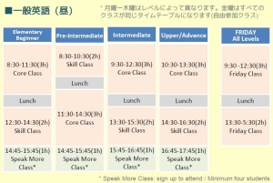 GE Time table - all levels