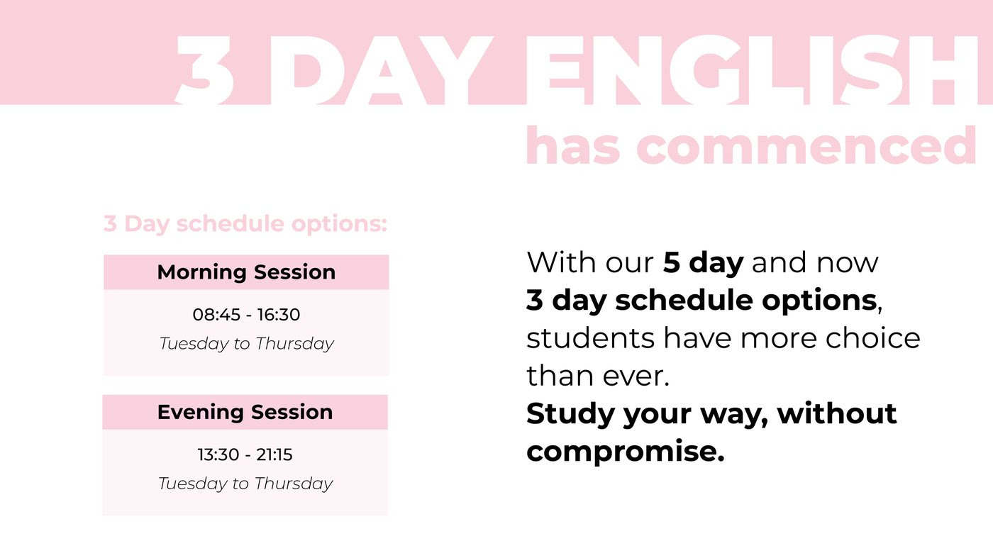 3 Day English Timetable