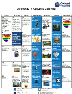 august activity calendar