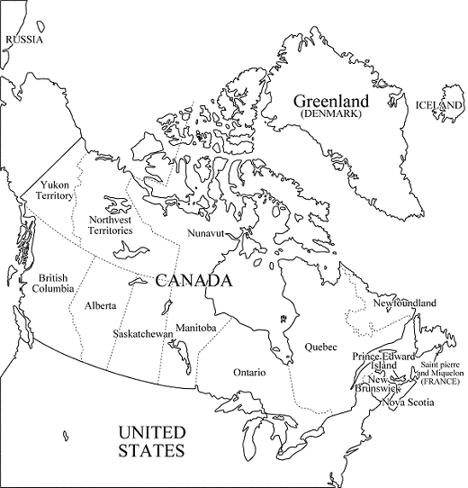 カナダの地図